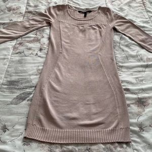 BCBG Maxazria blush pink silk blend bodycon mixed knit mini dress, size XS